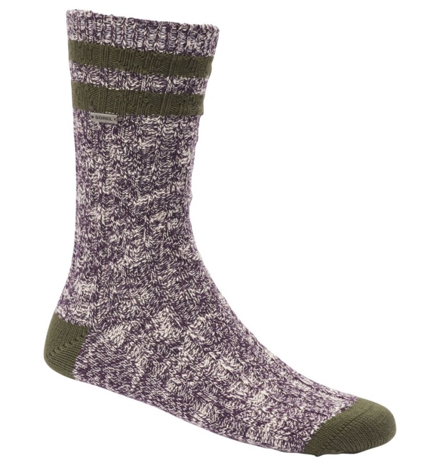 Ciemna śliwka Sorel Polska Damska Bawełna Varsity Stripe Crew