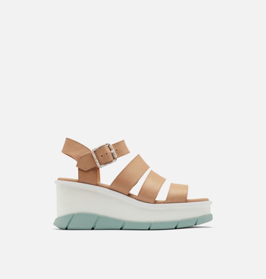 Uczciwy Beżowy Kruszony Niebieski Sorel Polska Damski Sandał Joanie Iii Z Paskiem Na Kostce Na Koturnie