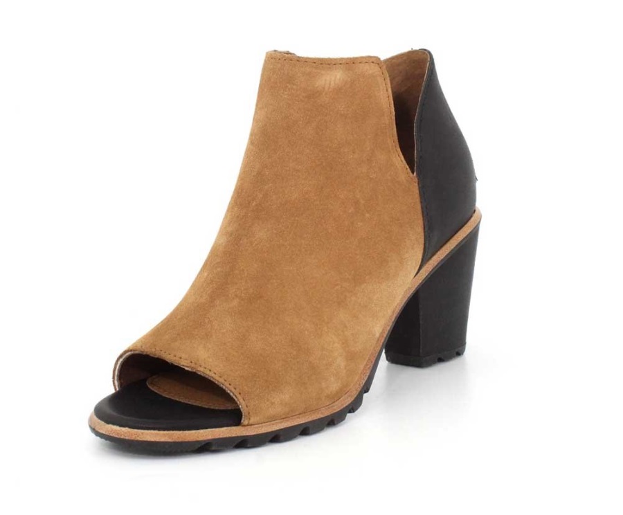 Nadia Skórzane Botki Na Obcasie Sorel Polska Camel Brown