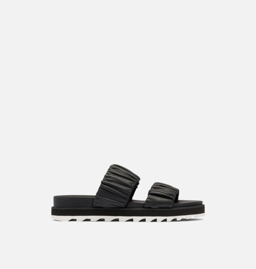 Sorel Polska Czarno-kredowe Sandały Damskie Wędrujące Z Dwoma Paskami Wsuwane