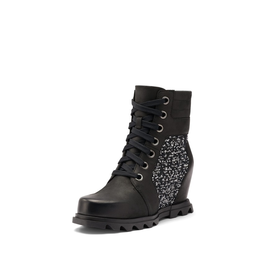 Sorel Black Sea Salt Damskie Buty Na Koturnie Joan Of Arctic Iii Lexie Boot Wodoodporne Skórzane Buty Na Koturnie