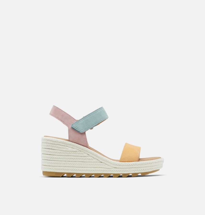 Sorel Polska Faded Spark-sól Morska Damskie Sandały Na Koturnie Cameron