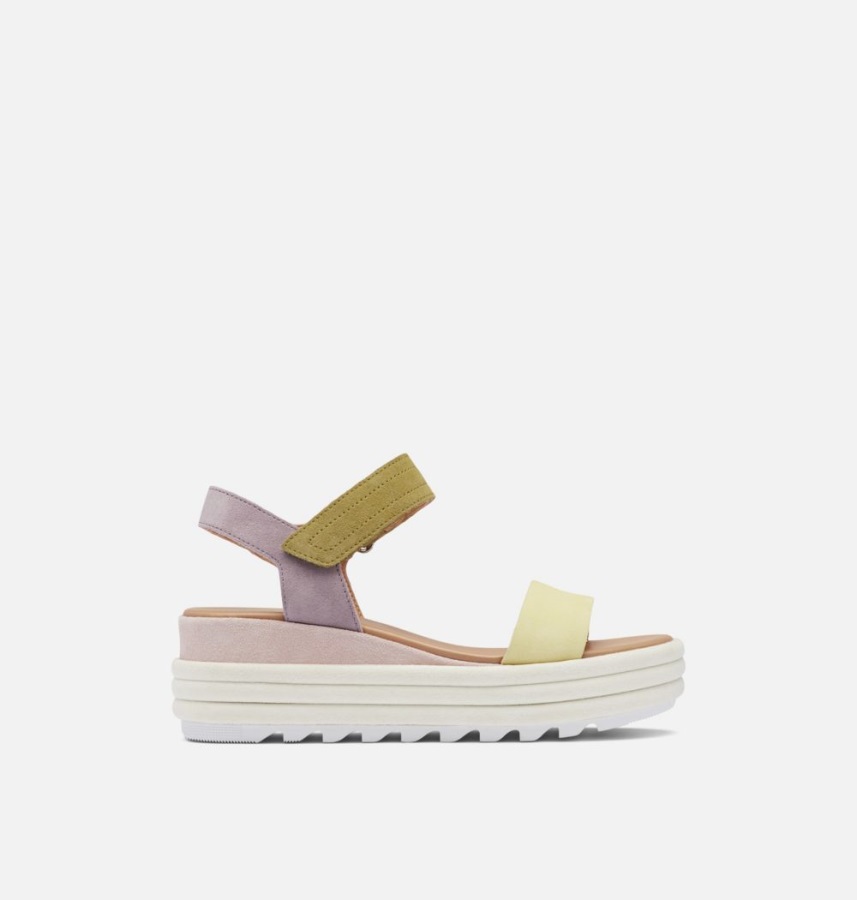 Sorel Polska Spokojny żółto-kredowy Damski Cameron Sandały Na Koturnie Na Płaskim Obcasie