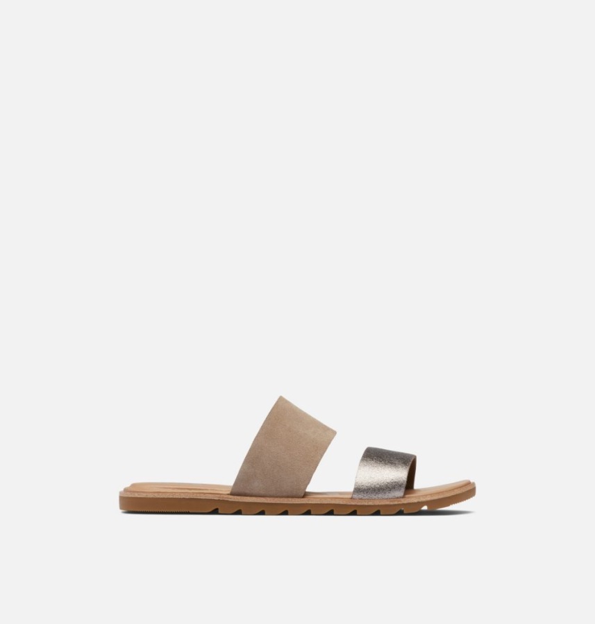 Sorel Polska Sandały Damskie Klapki Ella Ii Jesion Brązowo-białe