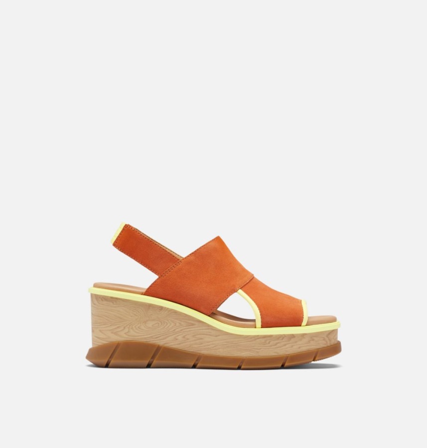 Sorel Polska Damskie Joanie Iii Sandały Bez Pięty Na Koturnie Pustynne Sun-tranquil Yellow