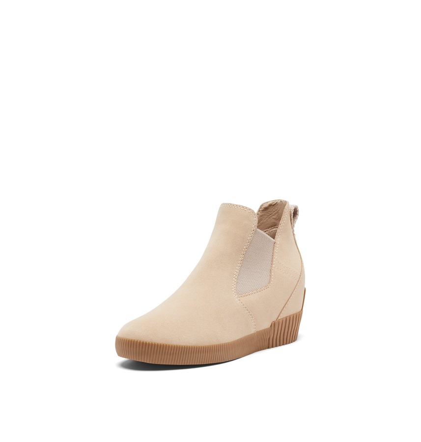 Sorel Poland Damskie Wsuwane Kozaki Na Koturnie Natural Tan White