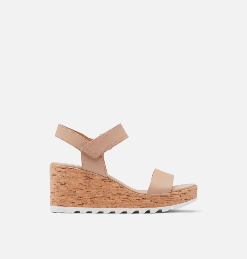 Sandały Damskie Cameron Na Koturnie Sorel Polska Szczery Beż