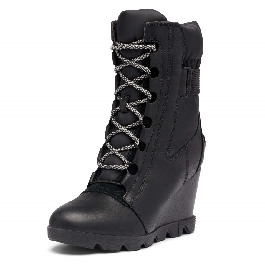 Damskie Joan Uptown Mid Lace Boot Przeciwdeszczowe Wodoodporne Sorel Polska Czarne